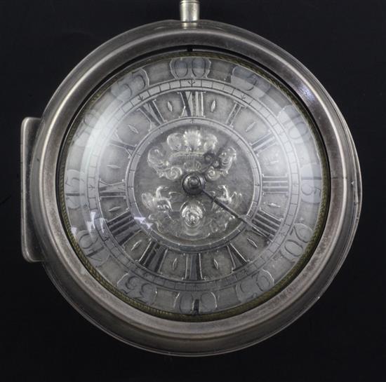 An 18th century silver pair cased verge pocket watch by Soloman Gibbs, London,